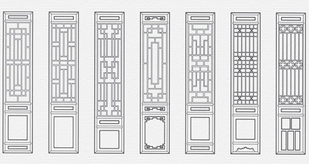 建华常用中式仿古花窗图案隔断设计图